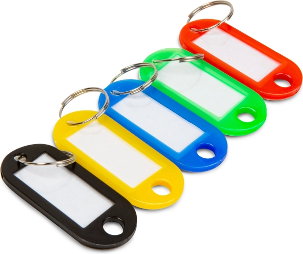 Étiquettes en plastique pour clés, 5 couleurs, 50 pièces