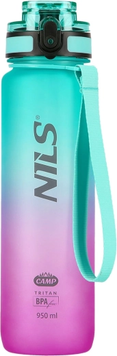 Gourde en Tritan NILS Camp 950 ml avec filtre – vert‑rose