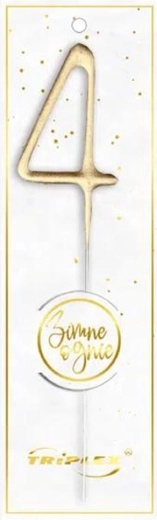 Cierge magique numéro 4, or 16,5 cm