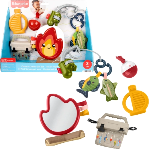 Coffret sensoriel cadeau de jouets pour bébé Fisher-Price Biwak Malucha (camping) – 7 pièces