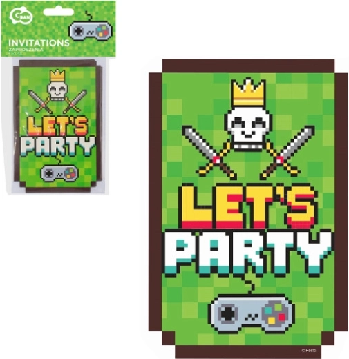 Invitations avec enveloppes Game On, 6 pcs