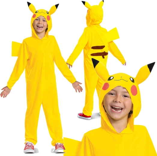 Costume pour enfants POKÉMON Pikachu kigurumi avec capuche (109–126 cm, 4–6 ans)