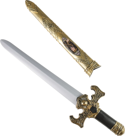 épée de chevalier avec fourreau doré et effets sonores 55 cm