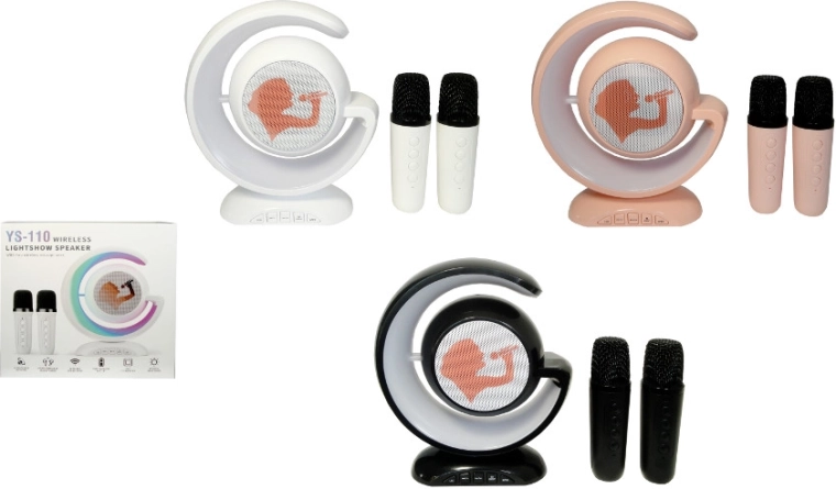 Set karaoké sans fil avec haut-parleur en demi-lune et 2 microphones