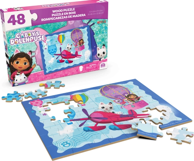 puzzle en bois gabby’s dollhouse 48 pièces