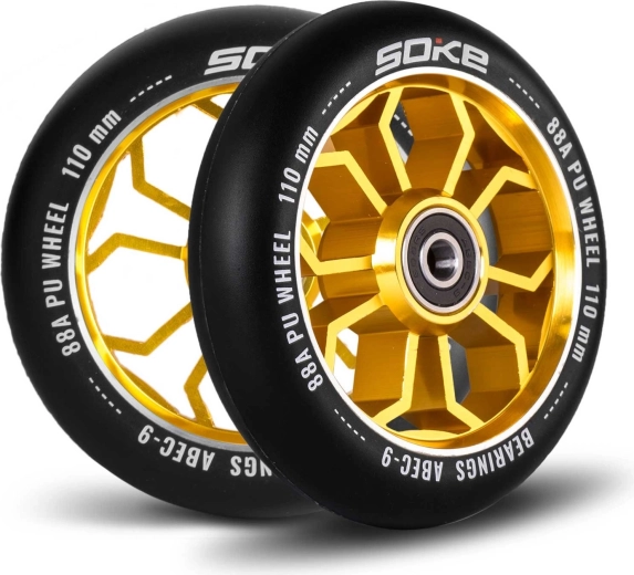 Roues Soke pour trottinette 110 mm dorées, 2 pièces