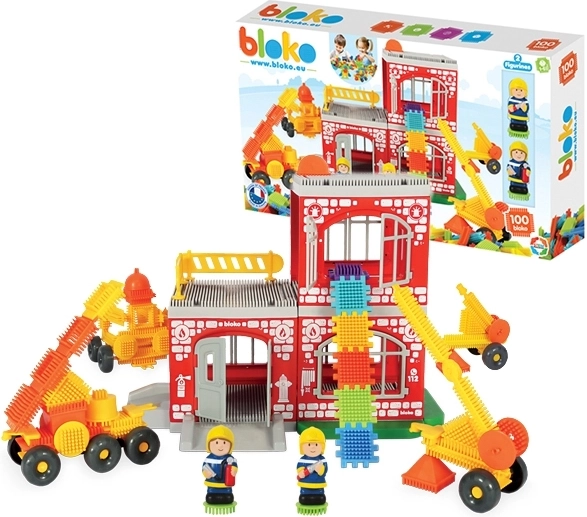 Jeu de construction créatif Pin Bricks Caserne de pompiers 100 pcs + 2 figurines
