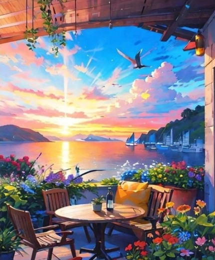 Peinture diamant Sieste au bord du lac 30 × 40 cm