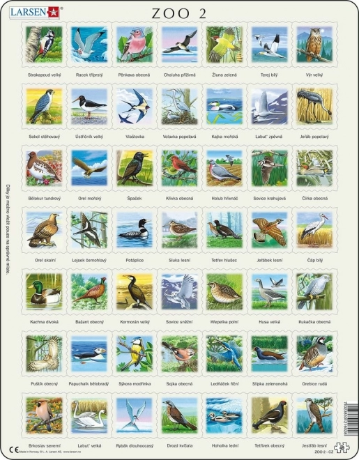 LARSEN puzzle oiseaux – puzzle éducatif encadré 49 pièces