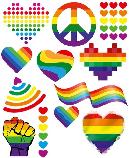 Grande feuille avec patchs thermocollants arc-en-ciel