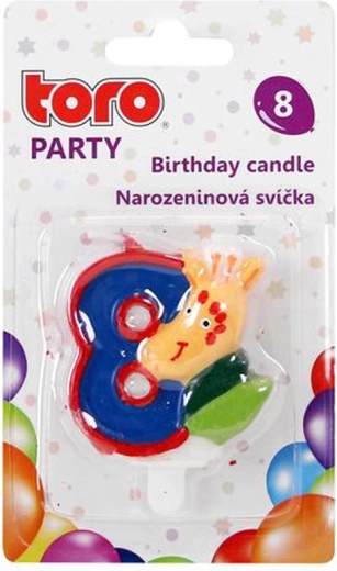 Bougie de gâteau chiffre 8 avec girafe, à piquer, 5 cm