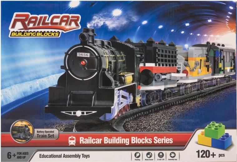 Jeu de construction avec grand petit train – 120 pièces avec lumière et son