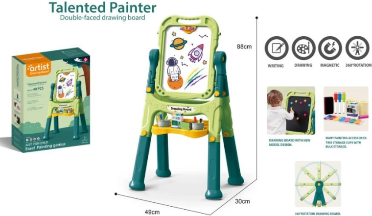 Tableau artistique double face 48 pièces vert