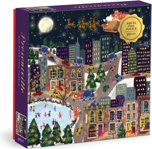 Puzzle à effets métallisés Galison Joy Laforme Ville de Noël Presentville, 500 pièces