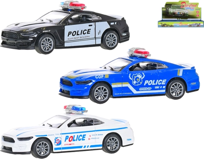 Voiture de police en métal 1:36 à rétrofriction, 11 cm