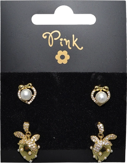 Boucles d’oreilles dorées à l’or fin avec perles – set de 2 paires Trésors de la mer