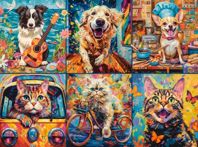 Puzzle 2000 pièces chiots, chatons et animaux domestiques
