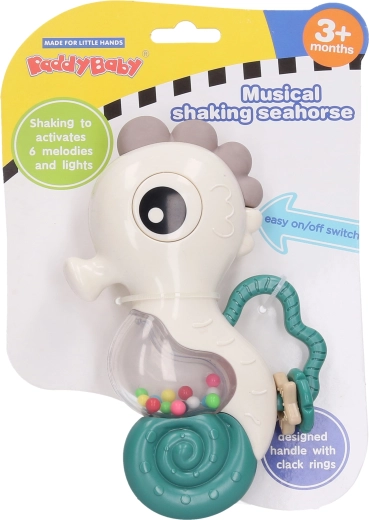 Hochet hippocampe avec musique et lumières 16 cm