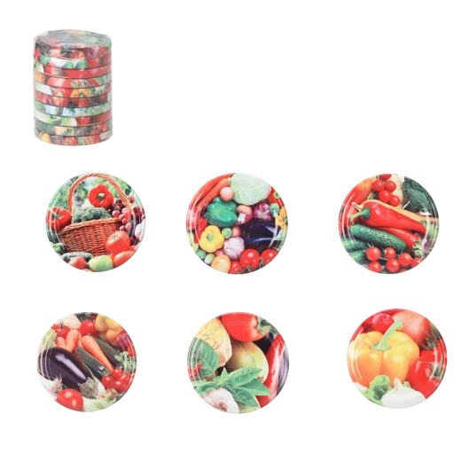 Lot de couvercles pour bocaux 66 mm – assortiment de légumes, 10 pcs