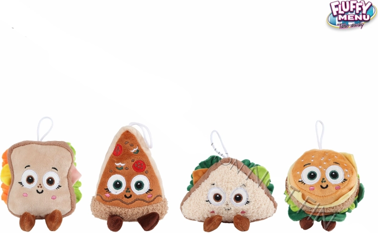 Fluffy Menu aliments en peluche – assortiment de 4 types, 12 pcs en boîte présentoir