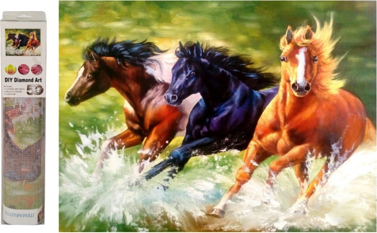 Mosaïque diamant – chevaux au galop