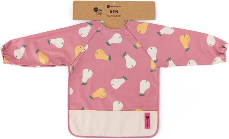 Petite&Mars bavoir à manches longues Ben pink pears