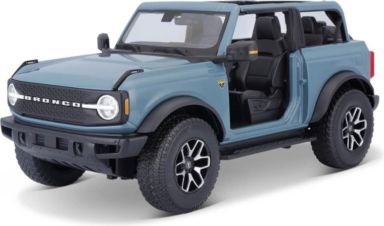 Maisto 2021 Ford Bronco Badlands sans portes bleu 1:18