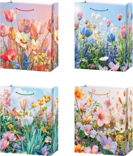 Sac cadeau M avec motif de fleurs des prés