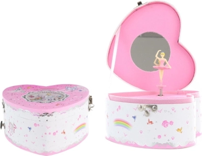 Boîte à bijoux musicale avec ballerine – cœur, rose