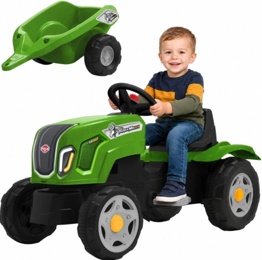 Tracteur à pédales FALK Claas Terra Maxx avec remorque et capot ouvrant