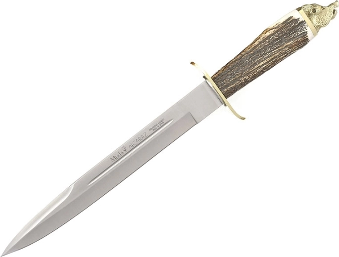 Muela Alcaraz couteau de chasse avec manche en bois de cerf et étui en cuir, 26 cm