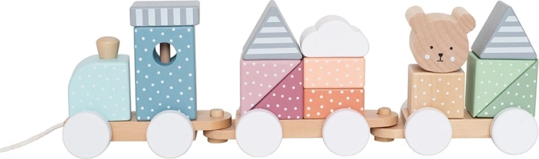 Jabadabado train en bois avec cubes – ourson
