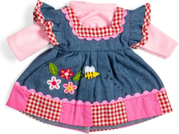 Bigjigs Toys robe en jean avec ourlet rose pour poupée 34 cm