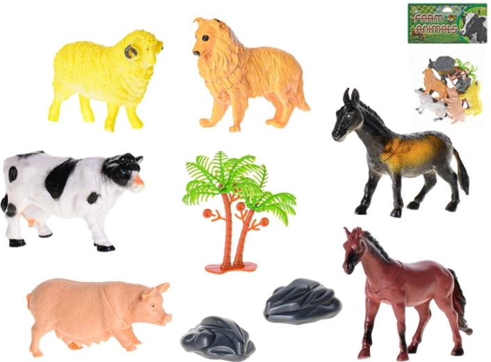 Set d’animaux de ferme 8–10 cm, 6 pièces avec accessoires