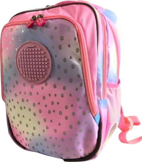 PIXIE CREW Junior sac à dos scolaire avec motif cœur et pattes, rose