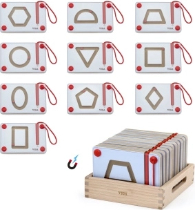 Tablettes magnétiques en bois pour s’exercer aux formes géométriques - 10 pièces