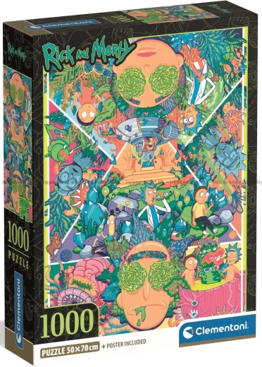 Puzzle CLEMENTONI Rick and Morty – collage psychédélique 1000 pièces