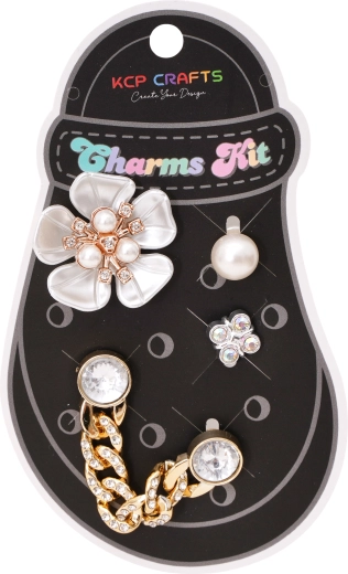 Ensemble d’accessoires décoratifs pour sandales – grande fleur blanche et chaîne en cristal