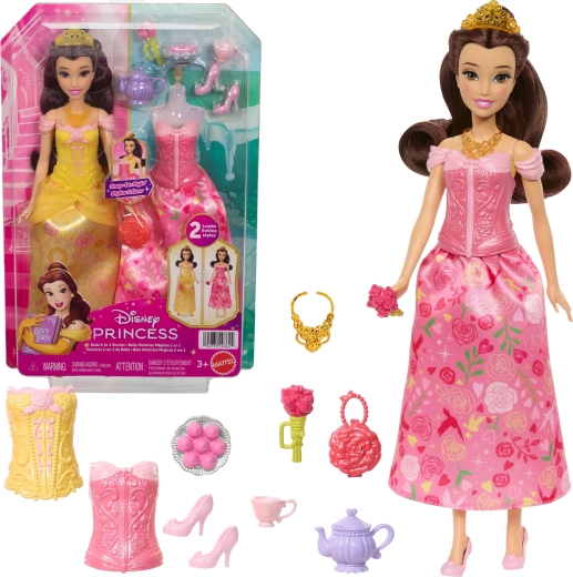 Disney Princesse La Belle et la Bête – Poupée Belle Histoire 2 en 1