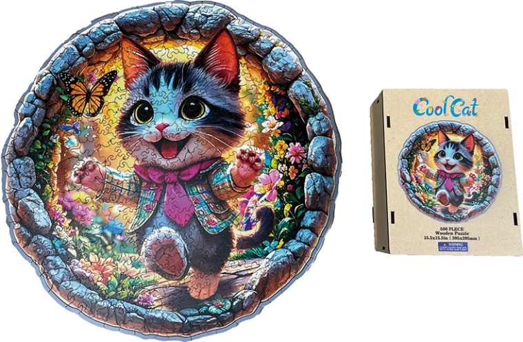 Puzzle en bois – chat stylé
