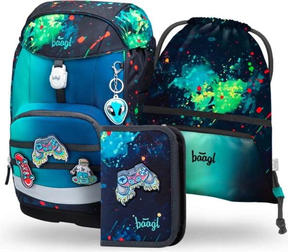 Baagl ensemble scolaire 3 Airy Plus Chill – sac à dos, trousse et sac
