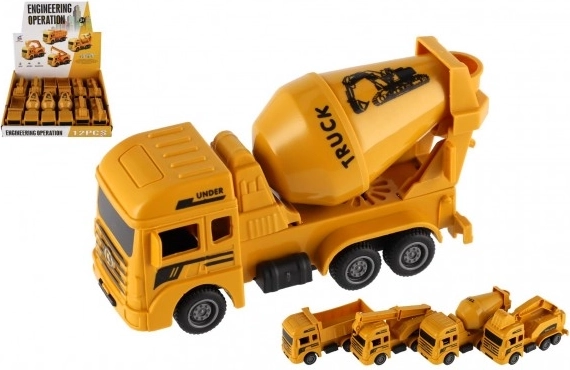 voiture en plastique de chantier 12 cm à remontoir à rétrofriction