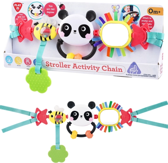 Jouet suspendu pour poussette Playgo panda et abeille