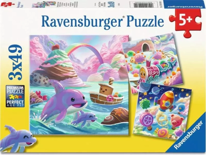 Puzzle Ravensburger Royaume sucré 3×49 pièces