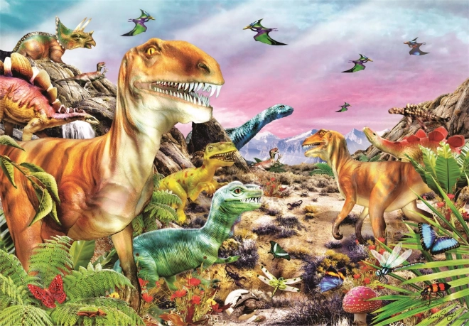 Puzzle 104 pièces – pays des dinosaures CLEMENTONI