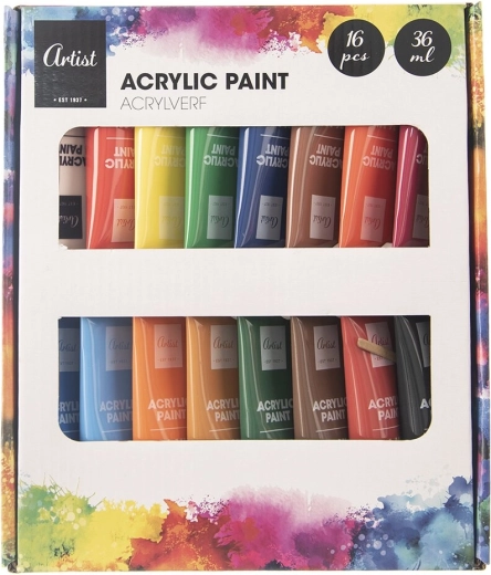 Set de peintures acryliques 16 pièces 36 ml