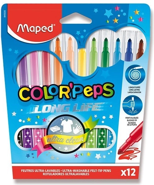 Feutres Maped Color'Peps Long Life, 12 pièces