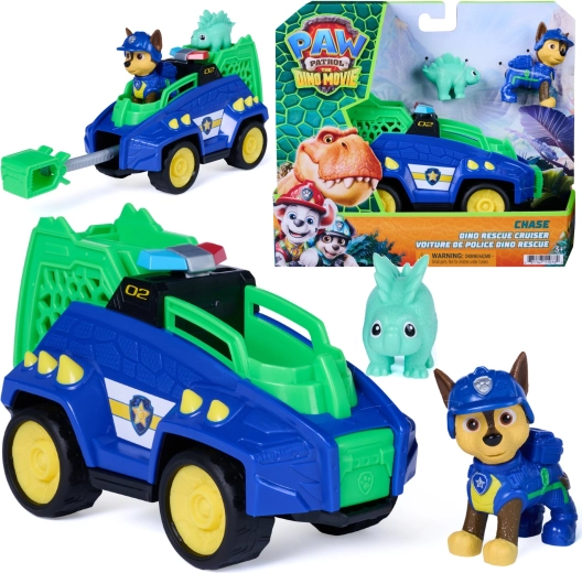 Spin Master Pat’ Patrouille Dinosaures – véhicule Dino Rescue Cruiser 15 cm avec figurines Chase et dinosaure