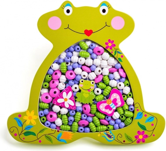 Perles en bois à enfiler - grenouille