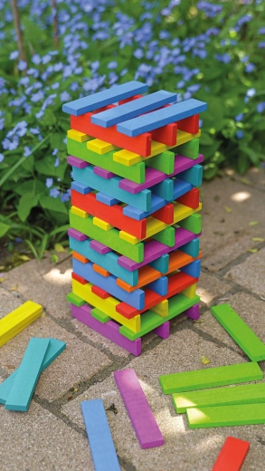 Plaquettes de construction en bois colorées aux teintes arc-en-ciel (200 pcs)